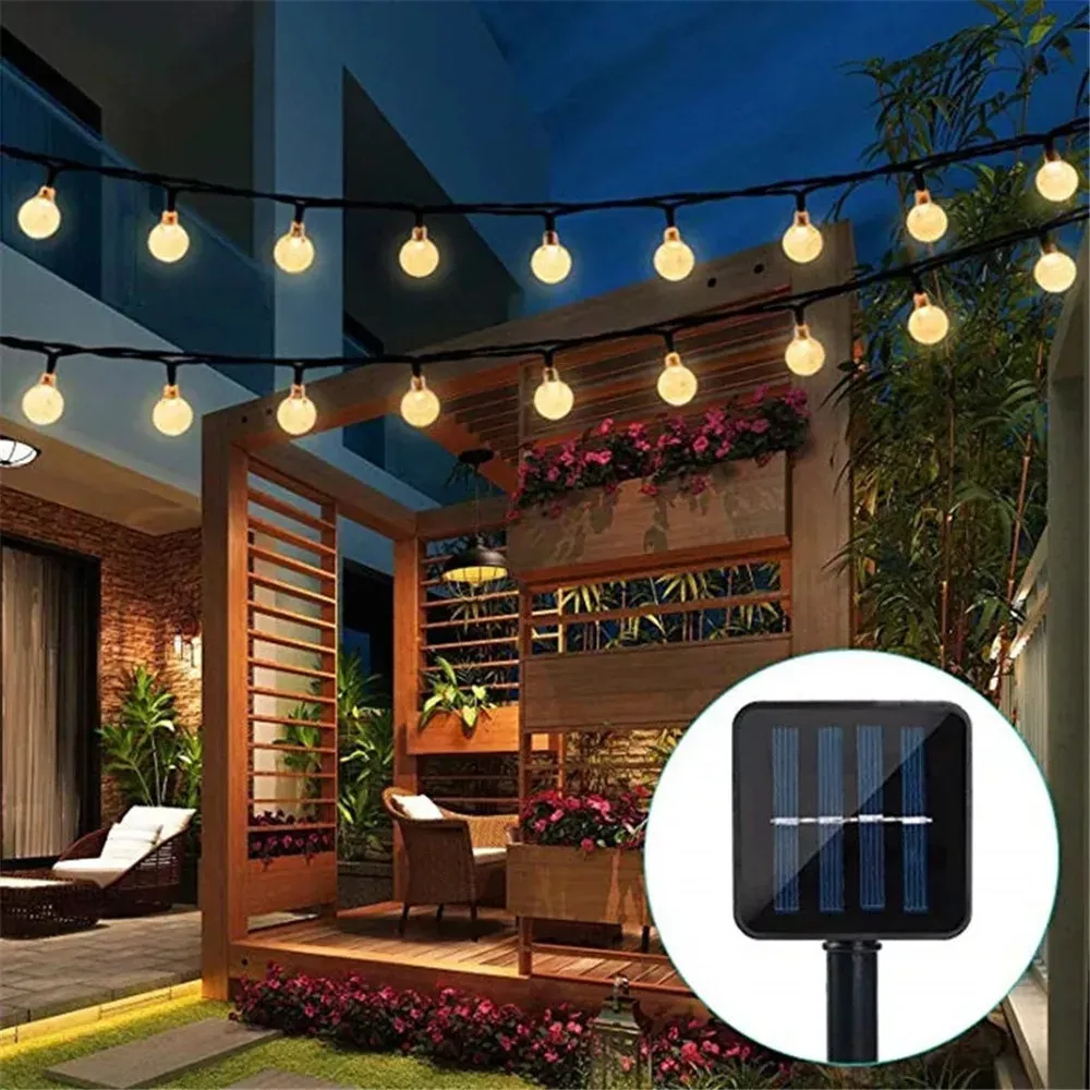 Waterproof Solar String Solar Christmas Lights Outdoor 50 LED Crystal Globe Solar Christmas Lights Outdoor With 8 Modes For Outdoor Garden Party Decor From Ddmyfriend 14.95 DHgate.Com