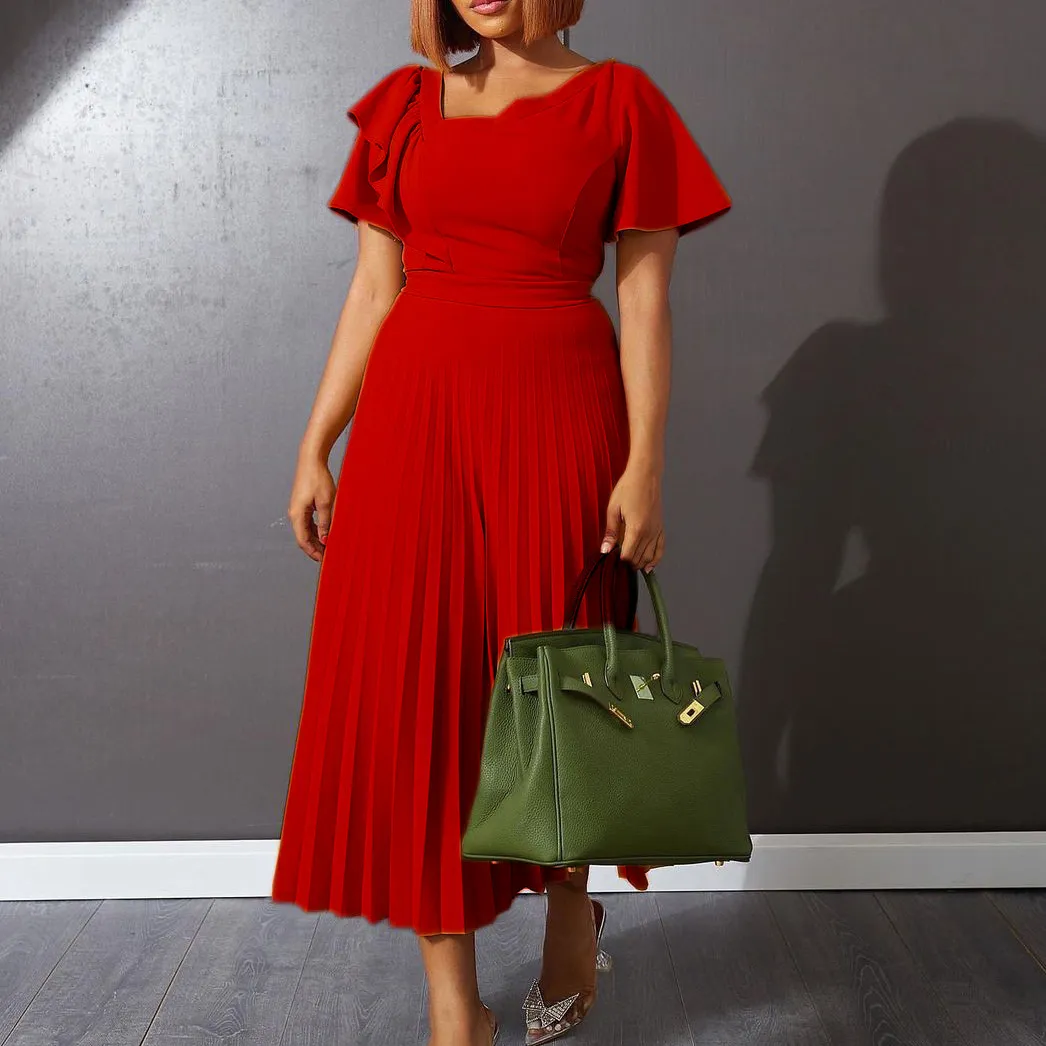 Plus Size Pleated Skirt Dress with Flared Sleeve and High Waist for Summer  from Dhgate Basic & Casual Dresses - price 14.48