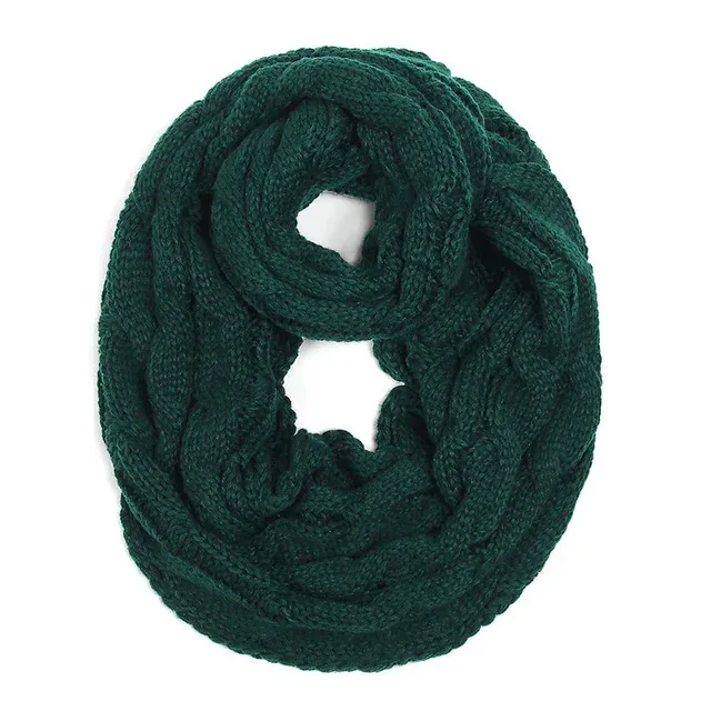 Chunky Cable Knitted Loop Scarf Women Winter Solid Color Infinity Neck ...