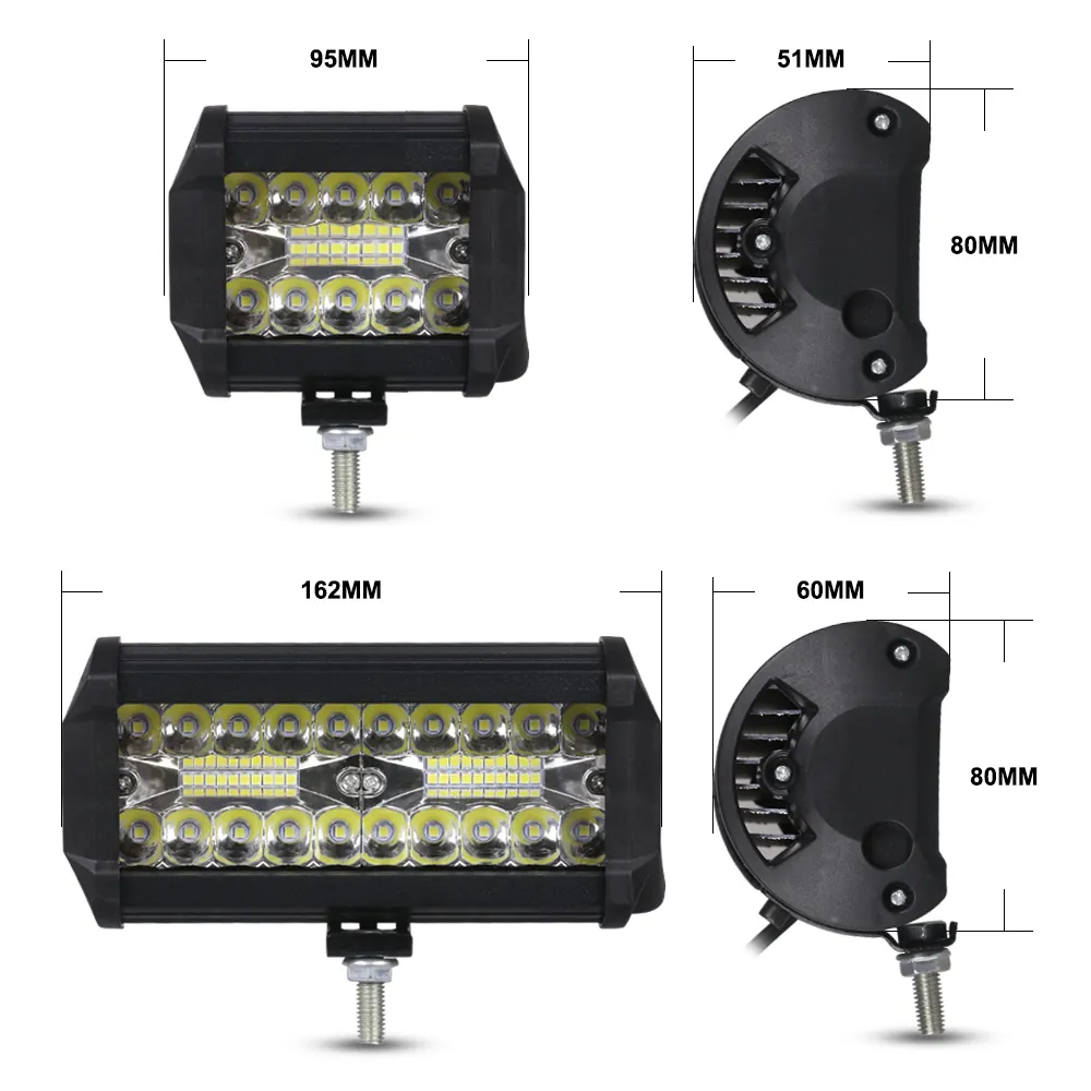 4x7 Led ANMINGPU 4x7 Inch LED Work Light Bar 12V 24V Spot Flood Combo for Off ...
