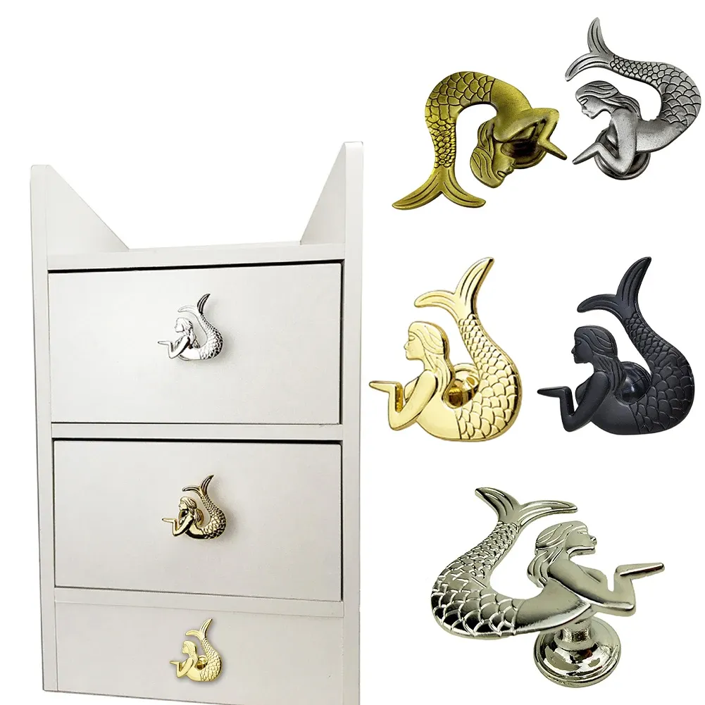 chinese dress ladies Set of 6 White Painted Cast Iron Mermaid Drawer Pull Cabinet Knob Rust —  Zeckos