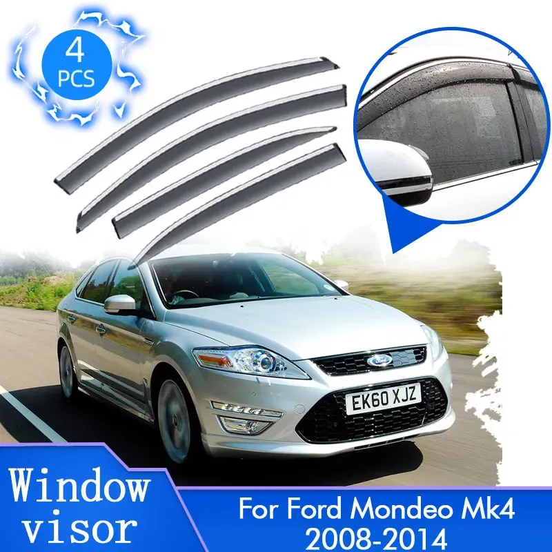 Dark Grey Window Visors For 2006-2012 Ford Fusion / Lincoln MKZ / Mercury Milan - Tape-On