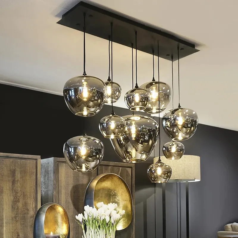 Smoky Grey Lustre Glass LED Pendant Lights For Nordic Home Decor Perfect For Dining Living Room Kitchen Table And Bar Globe Pendant Chandelier From Ddmyhome 682 DHgate.Com