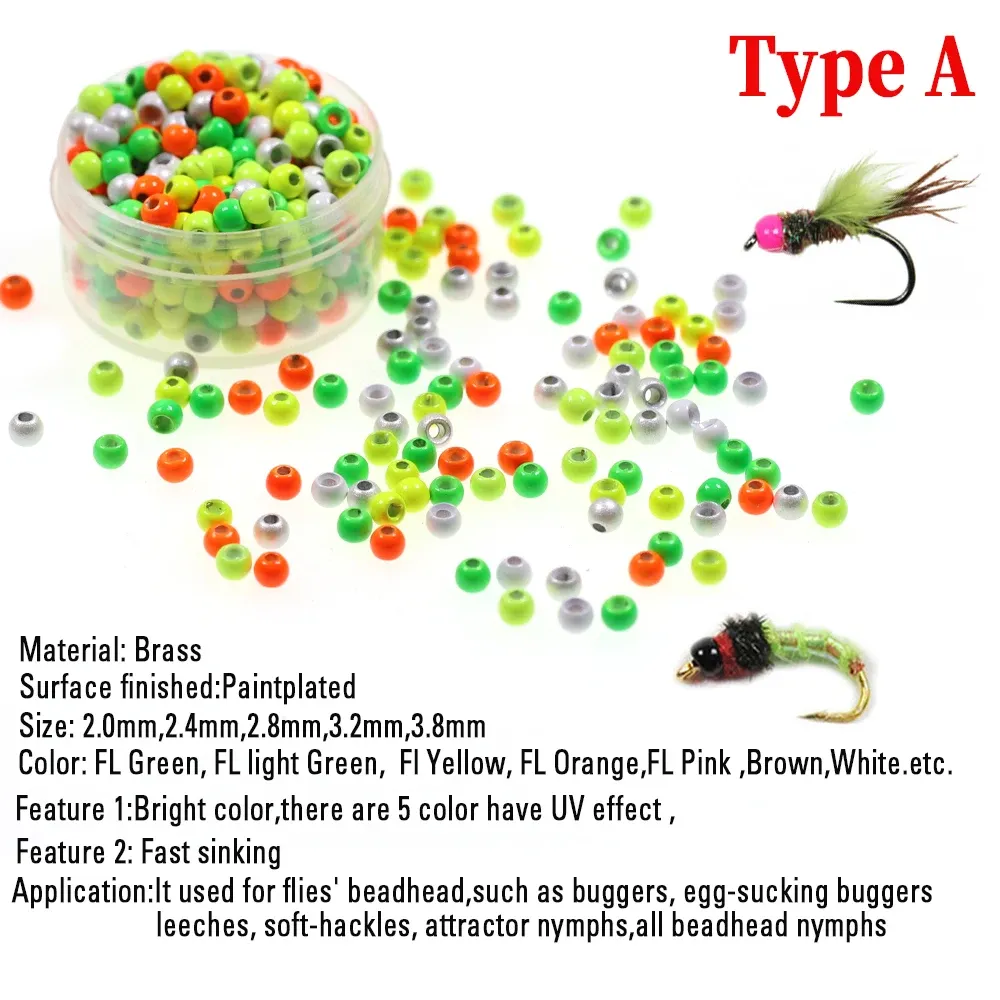 brass beads for fishing lures Nymph-Head FlyColor 1/8 Gold Lure Building Finish Brass Beads - Solid -