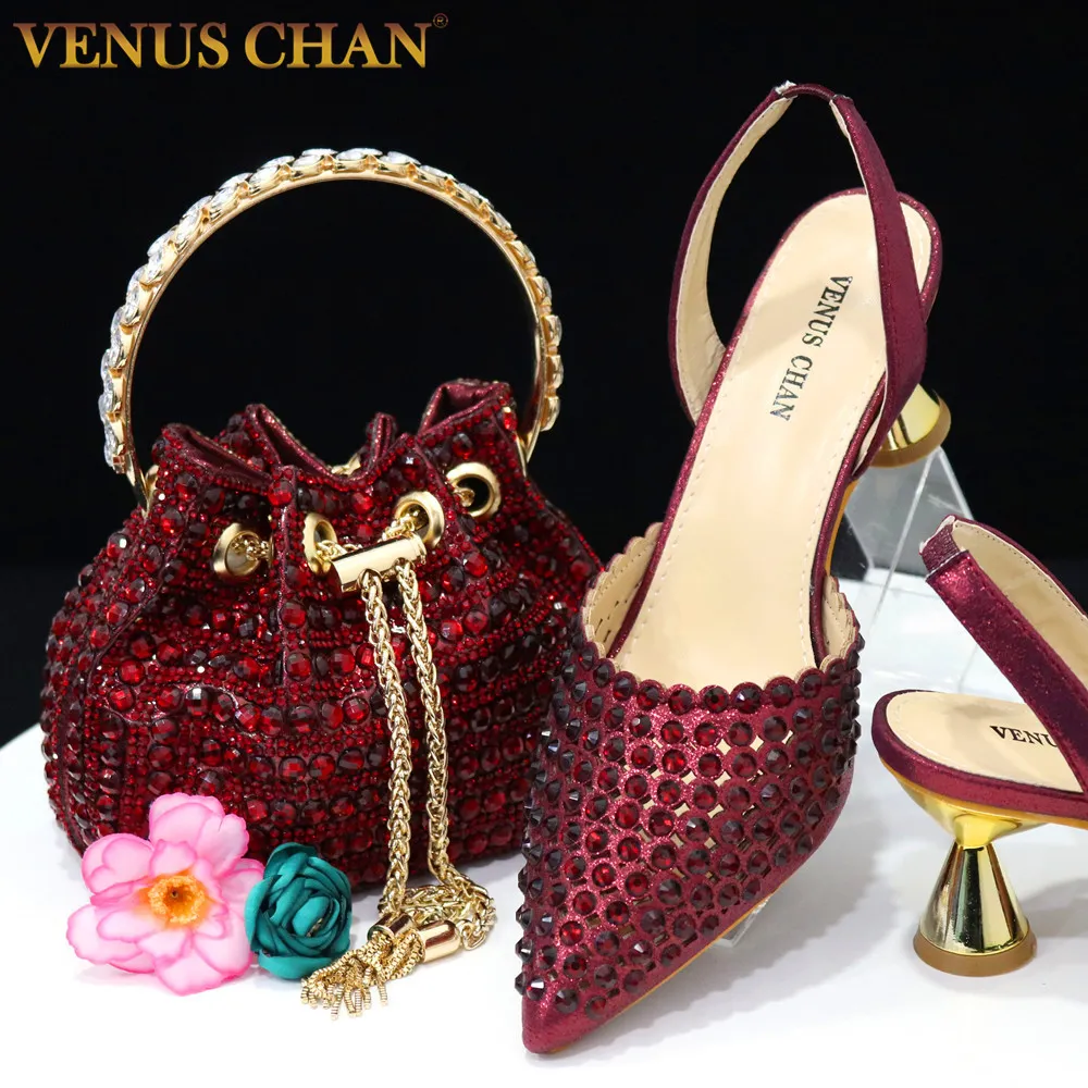 Save Big on Bulk Red Wine Pointed Heels Venus Chan Pointed Toe Heels For  Women 2023 Elegant Party Wine Color Full Dia Pumps Italian Shoes And Bags 