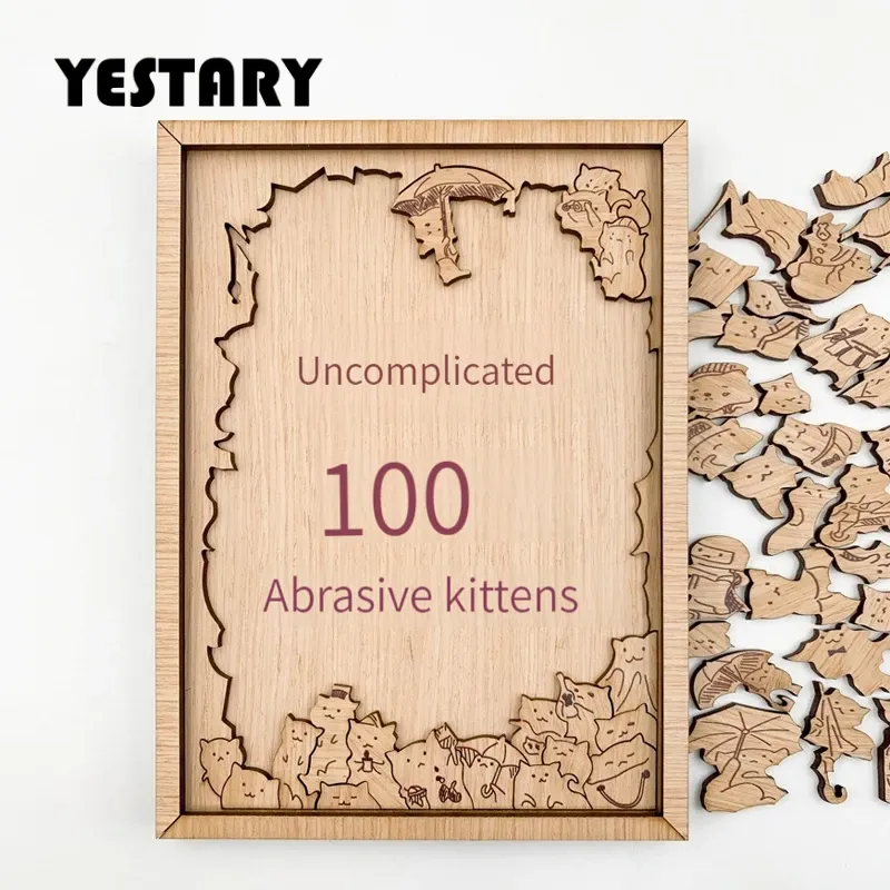 Puzzle In Legno A Forma Di Gatto – 135 Pezzi Colorati, Design Irregolare, Decorativo E Rilassante