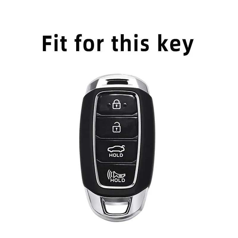 Custodia Portachiavi In Lega Di Alluminio E Pelle Per Hyundai I30, I10, Kona, Tucson E Altri - 3 Tasti - Colore Blu