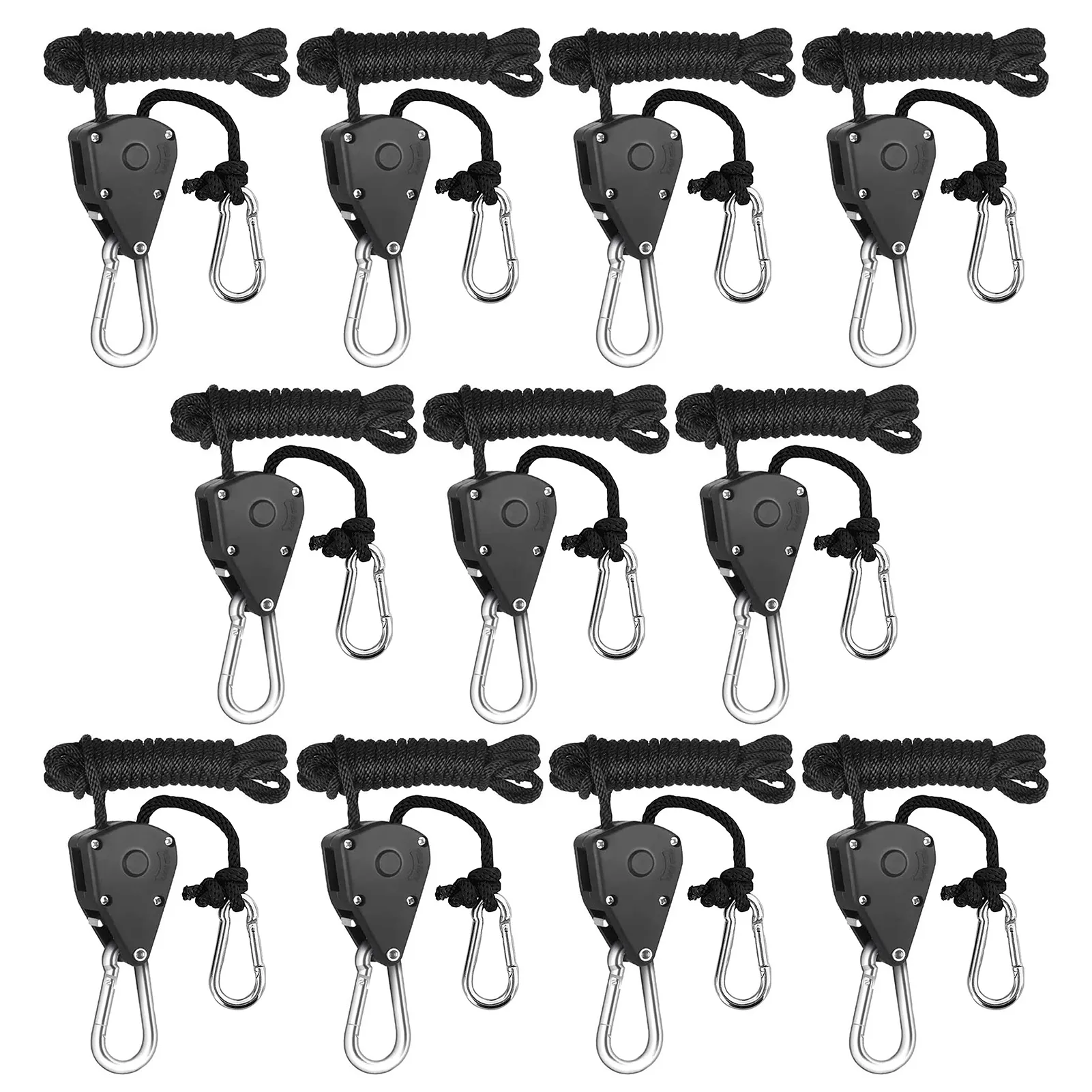 Lot De 2 Poulies à Cliquet Et Sangles D'amarrage Pour Canoë – Corde En Polypropylène Tressé, 200 Cm, Résistance 150 Lbs Par Paire