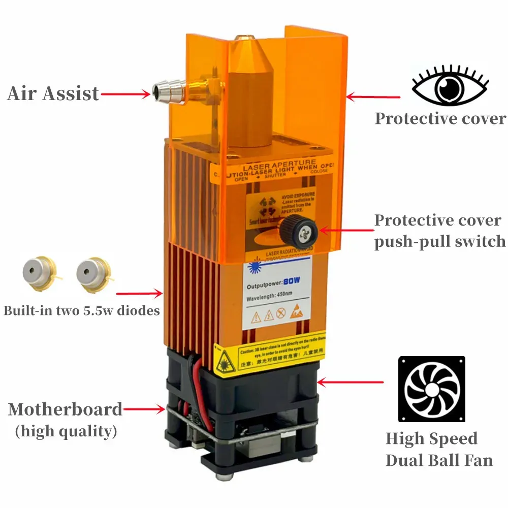 80W Laser Module CNC Laser Head 10W Power For CNC Laser Cutting Machine ...