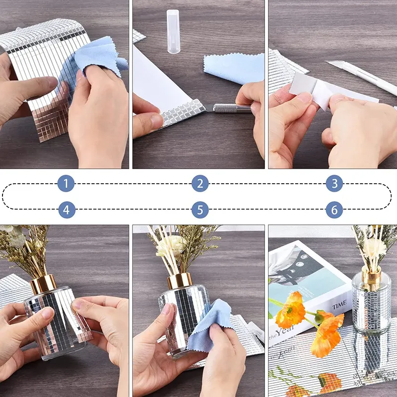 5x5mm Self-Adhesive Mirror Mosaic Tiles Acrylic Mini Square Stickers ...