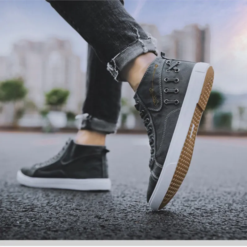 Denim Best Lifestyle Shoes Men High Top Denim Sneakers