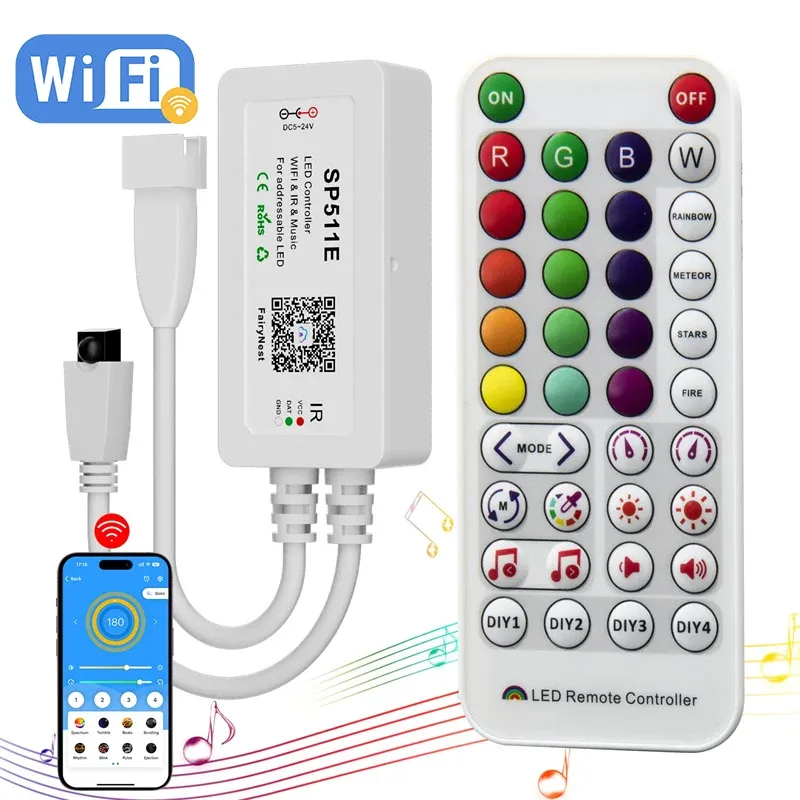 DHgate Wifi LED Controller for Alexa Google WS2811 Addressable Pixel RGBIC Strip Smart Dimmer Lights Lighting