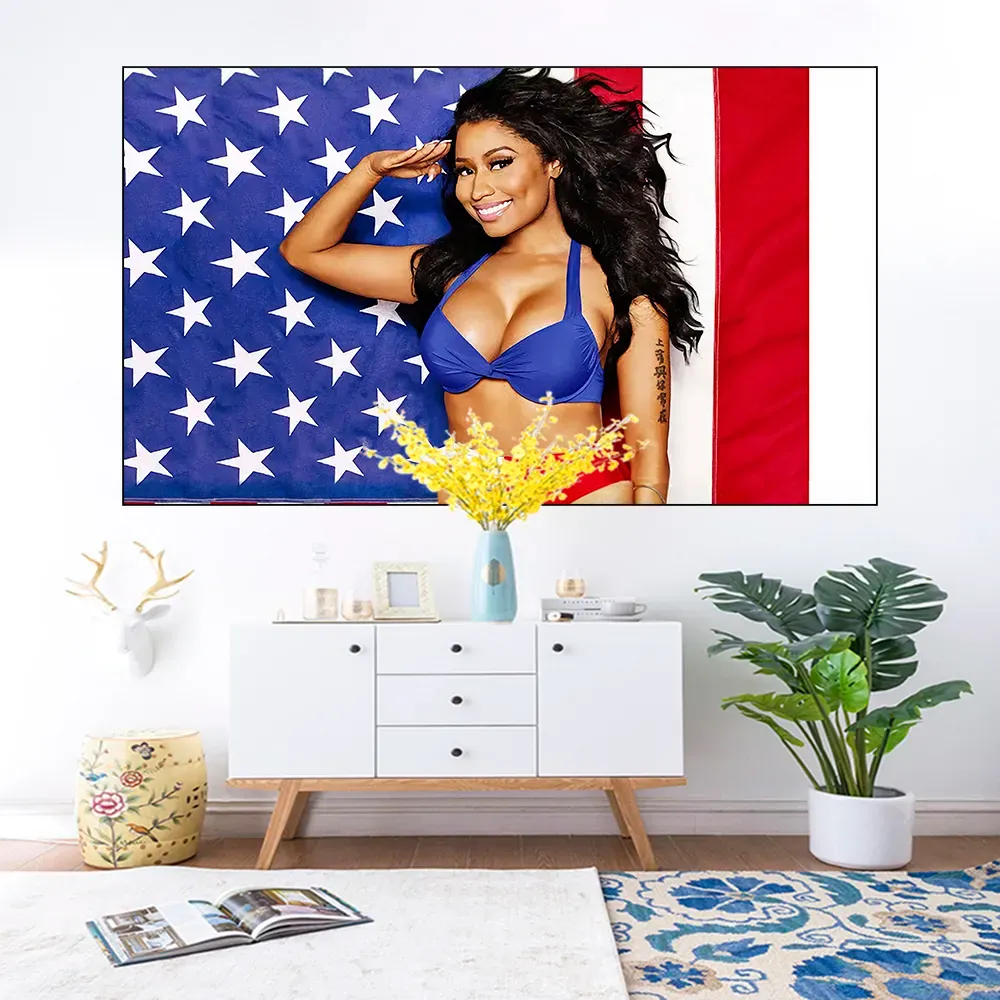DHgate Nicki Minaj Tapestry USA Flag Wall Hanging Music Singer Banner Home Decor Home Garden