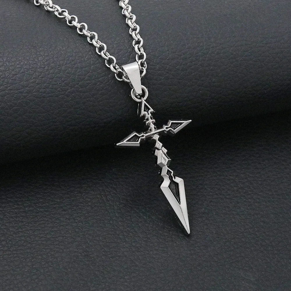 Anime Saber Pendant Necklace Zinc Alloy Cross Link From