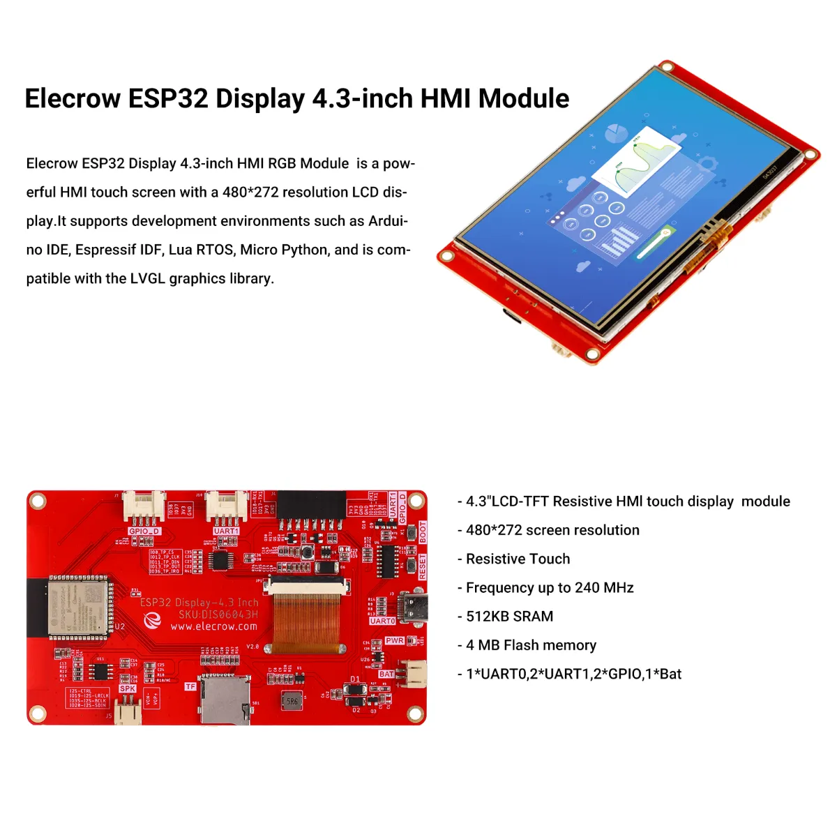 3 Color Touch TFT LCD Display with ESP32 MicroPython for Arduino ...