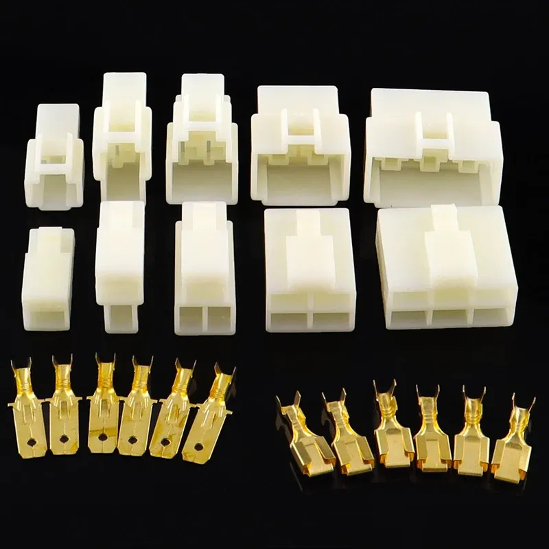 Lot De 10 Borniers 6,3 Mm 2 Broches - Connecteurs électriques Auto/Moto, Nylon+Cuivre - 6