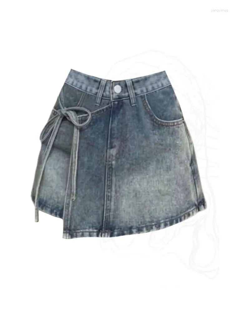 High-Quality Denim Mini Skirt: Classic Lace-Up A-Line Basic for Casual or  Night Out