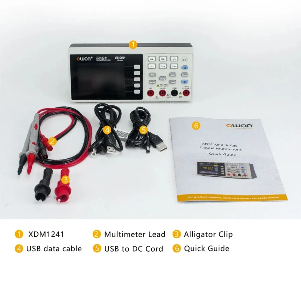 Multimètre Numérique OWON XDM1241 - 55 000 Points, True RMS, Ecran 3,5" Pour Labo Et Usine