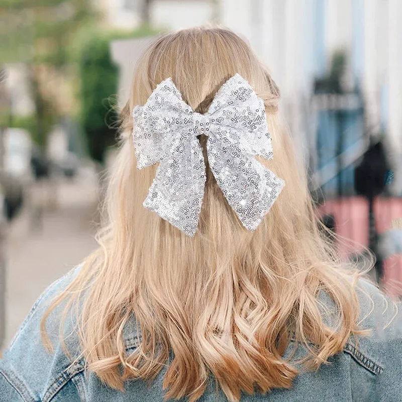 Sequins Bows Hair Clip for Women Large Bowknot Barrette Hair  display picture 2