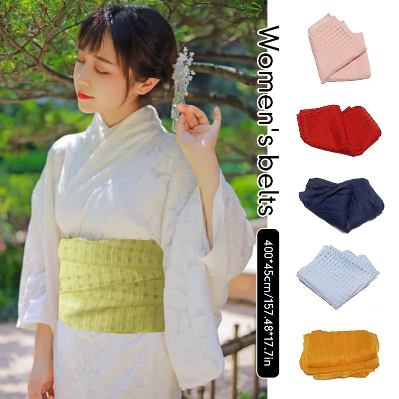 Vintage Jacquard Cotton Obi Belt 4 Pcs Set Kimono Waistband Retro Japanese Kimono Waist Belt Traditional Yukata Dress  main image 3