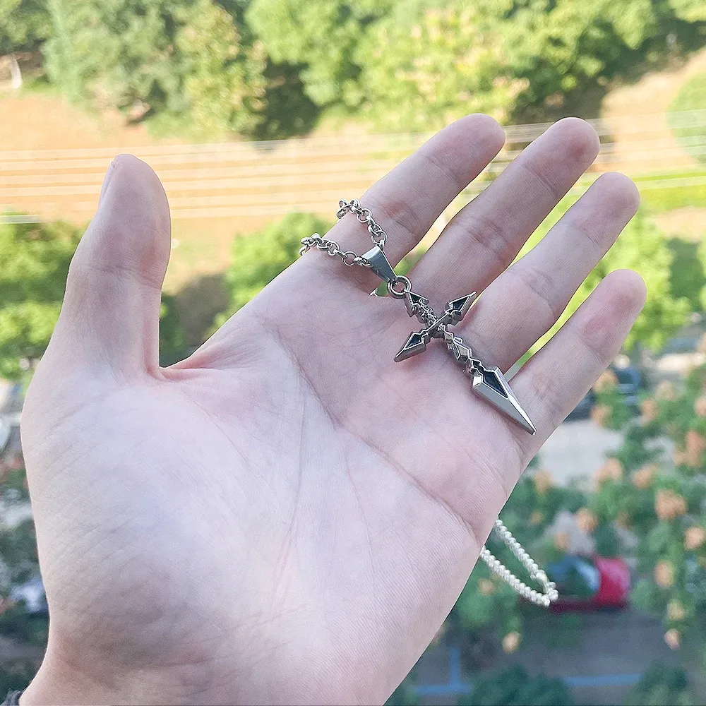 Anime Saber Pendant Necklace Zinc Alloy Cross Link From