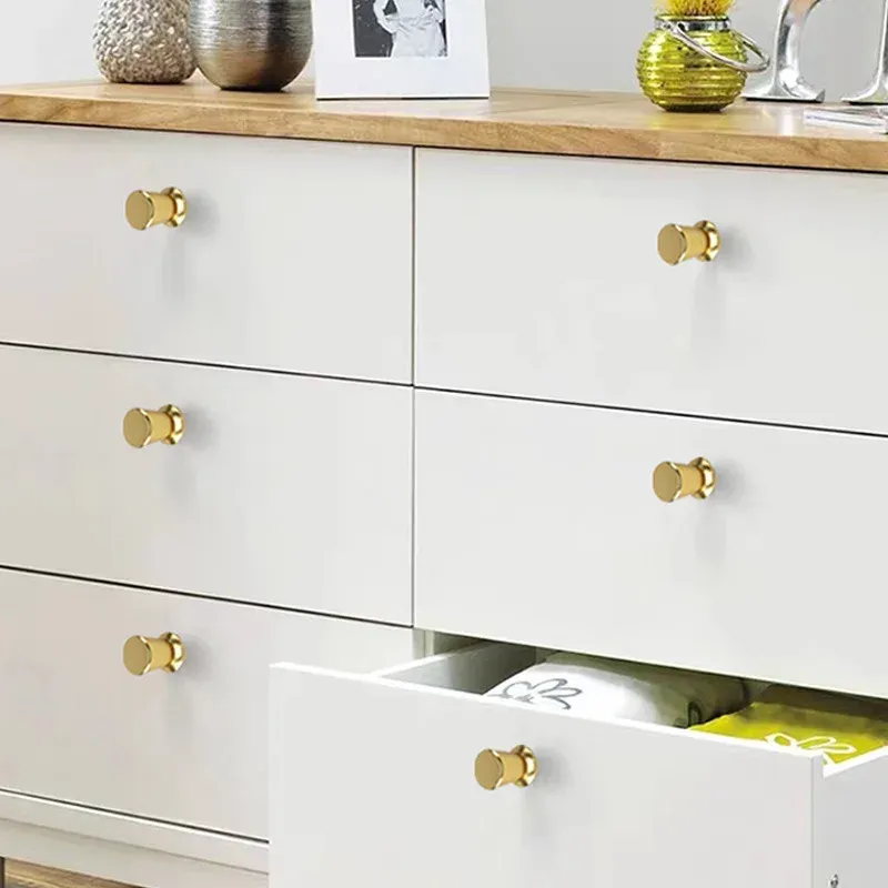 gold knobs dresser Eco-Friendly Wood Dresser with Elegant Gold Handles – CharmyDecor main image 1