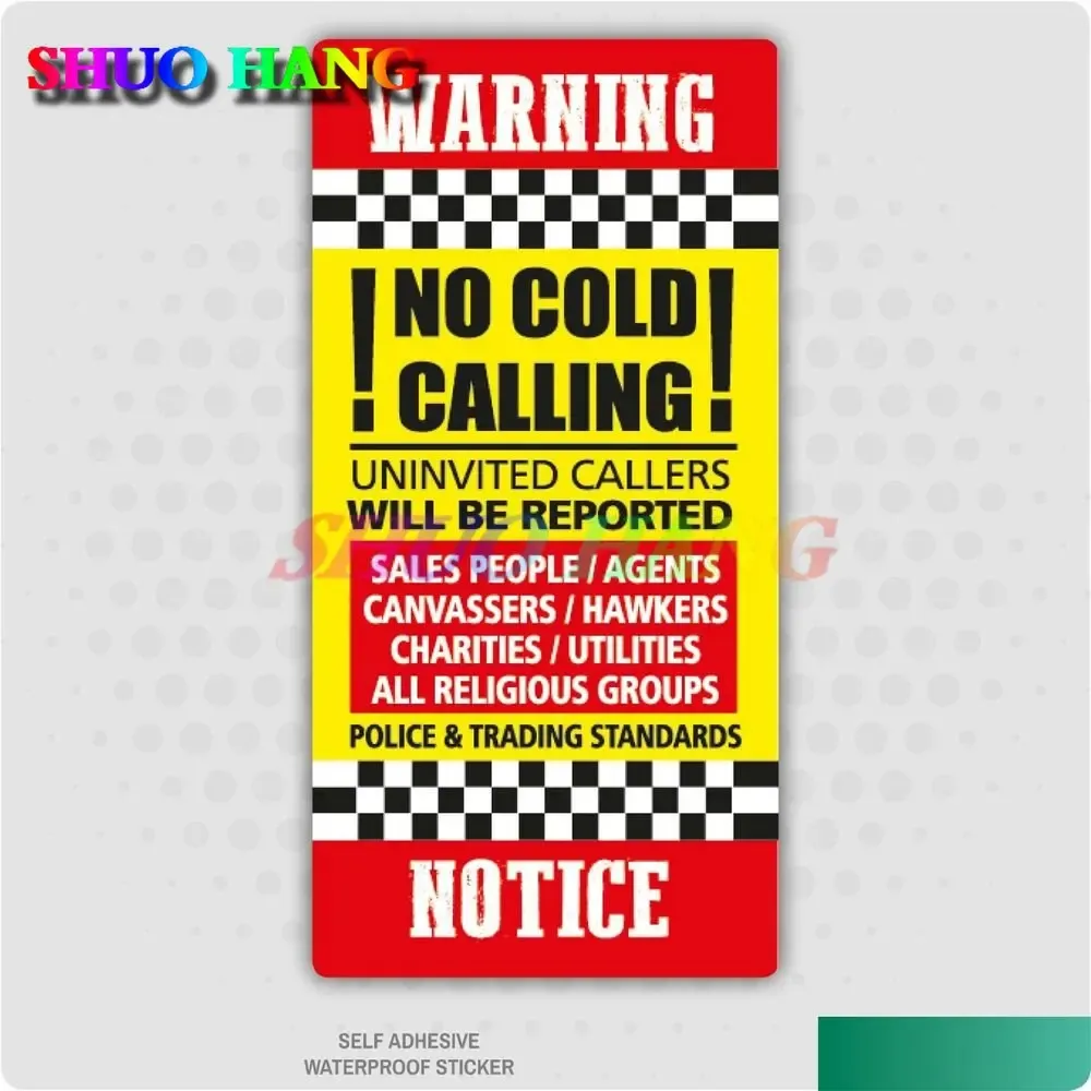 thumbnail image 2 of ‘Warning: No Cold Callers Or Sales People’ Police Style Front Door Sign Sticker – Self Adhesive 2 of 4