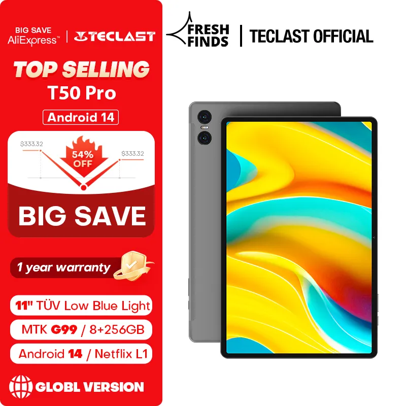 Teclast T50Pro 11" 2000x1200 tablets with Android 14, 8GB+ 