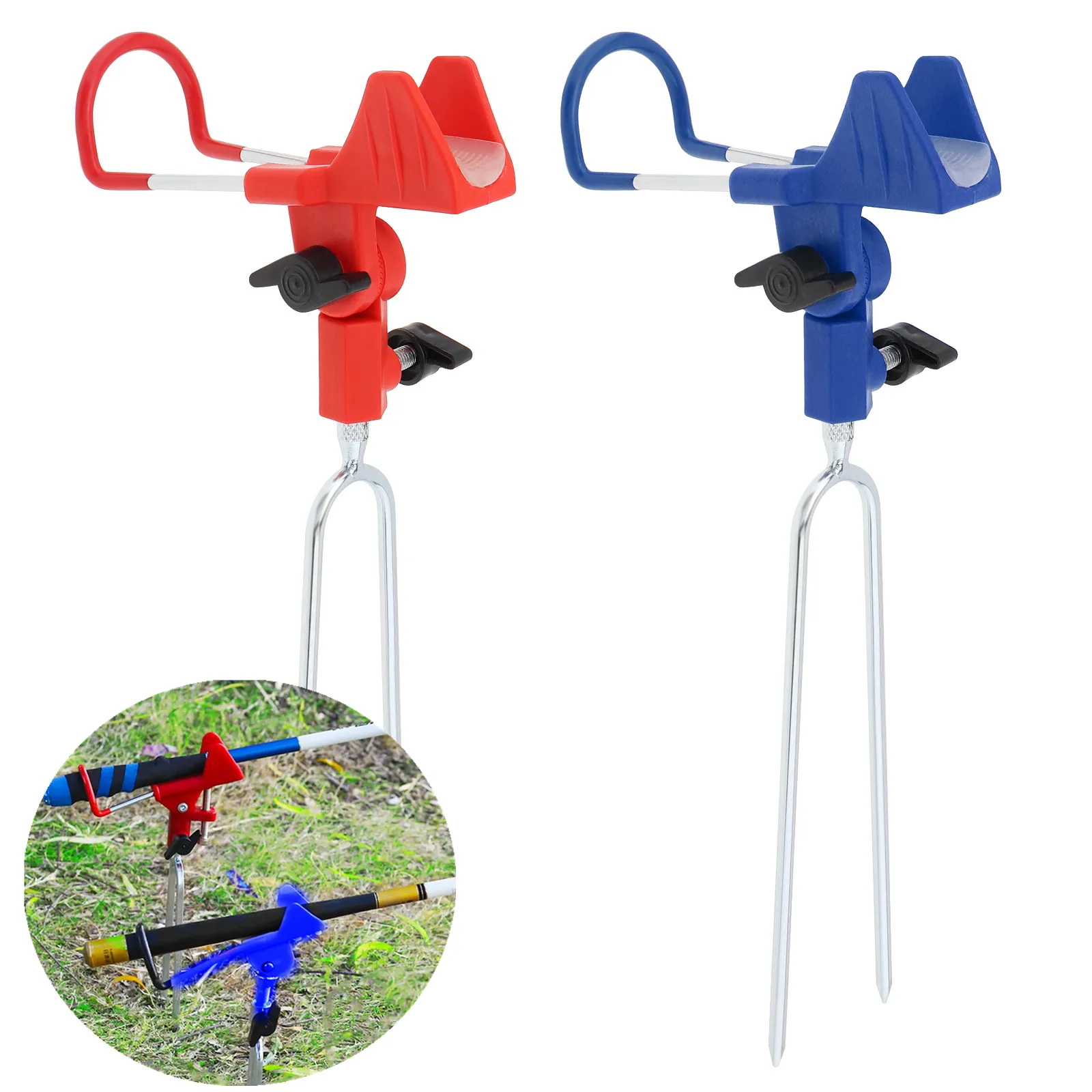 bank fishing dual-rod holder Brocraft Double Rod with Drink Holder /Ground Adjustable Swivel Rod Holder/Double Bank Rod Holder with Cup Holder : Sports & Outdoors Engineered with durability in mind 2-Pack Aluminum Fishing Rod Holders
