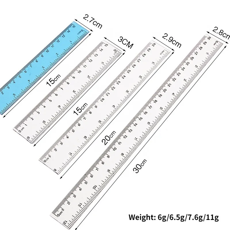 Transparent Acrylic Ruler 15/20/30 cm Portable Simple Style for Math ...
