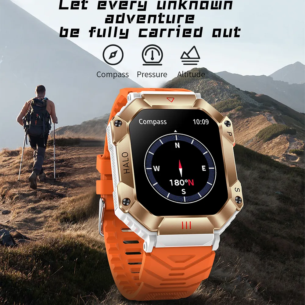 DHgate AI Powered Mens Outdoor Smartwatch Advanced Compass Weather Voice Assistant Sport Modes for Adventure Seekers Sports Outdoors