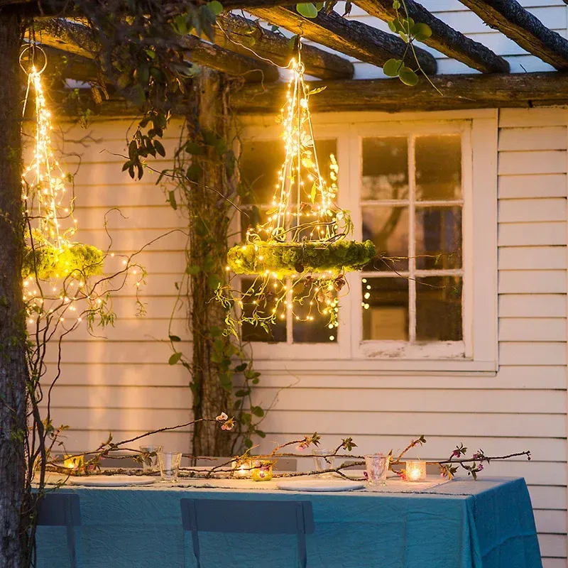 Waterproof Solar Fairy Lights 100 200 LED Outdoor Waterfall String Lights Copper Wire Tree Vine Branch Lamp For Garden Patio Wedding Party Christmas Warm White From Ddmyhome 17.82 DHgate.Com