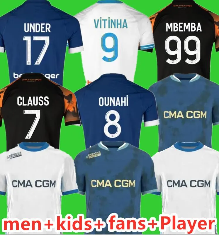 2024 2025 Maillot Marseilleies Soccer Jerseys Foot Cuisance Guendouzi Alexis Payet Clauss 23 24 Football Shirts Men Kids Joueur Veretout Sous Om Olympique Vititinha