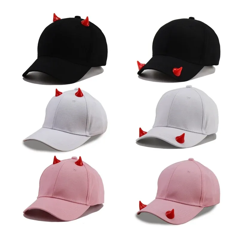 Hip Hop Baseball Cap with Devil Horns and Teeth Novelty Cute Design for Men and Women Perfect for Parties and Outdoor Activities
