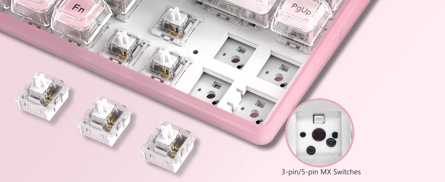 Pink Split Keyboards Pink Keyboard Hot Swap Keyboard, 60% Compact... From Ddmyhome, $113.07 ...