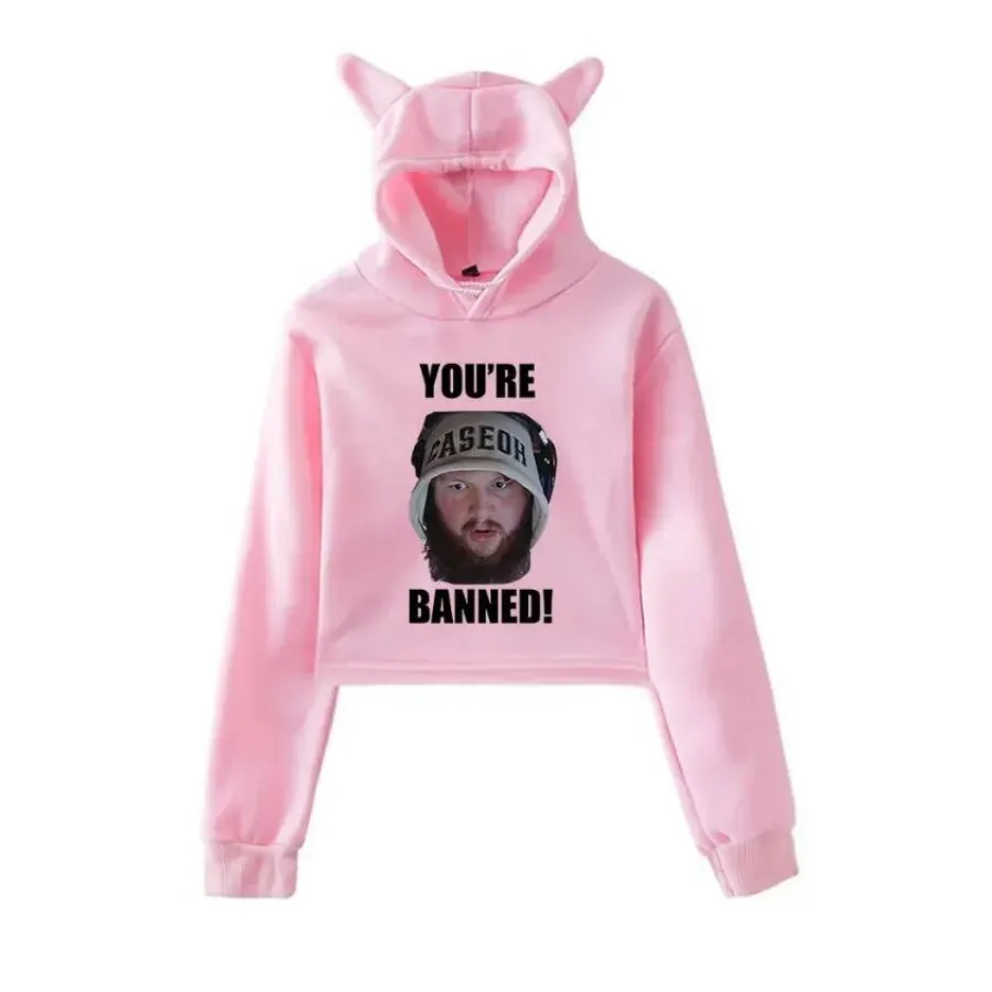 Caseoh Banned Crop Top Hoodie Womens Y2K Streetwear Hip Hop Kawaii Cat Ear Harajuku Cropped Sweatshirt Women From Huyanling168 8.78 DHgate.Com