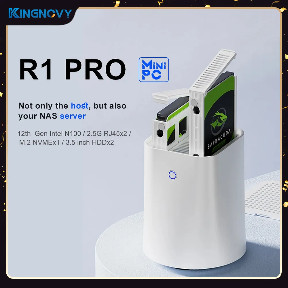 2-Bay NAS Mini PC R1 PRO 12th Gen Intel N100 DDR4 NVME Network Attached Storage Media Server Private Cloud Firewall Soft Router