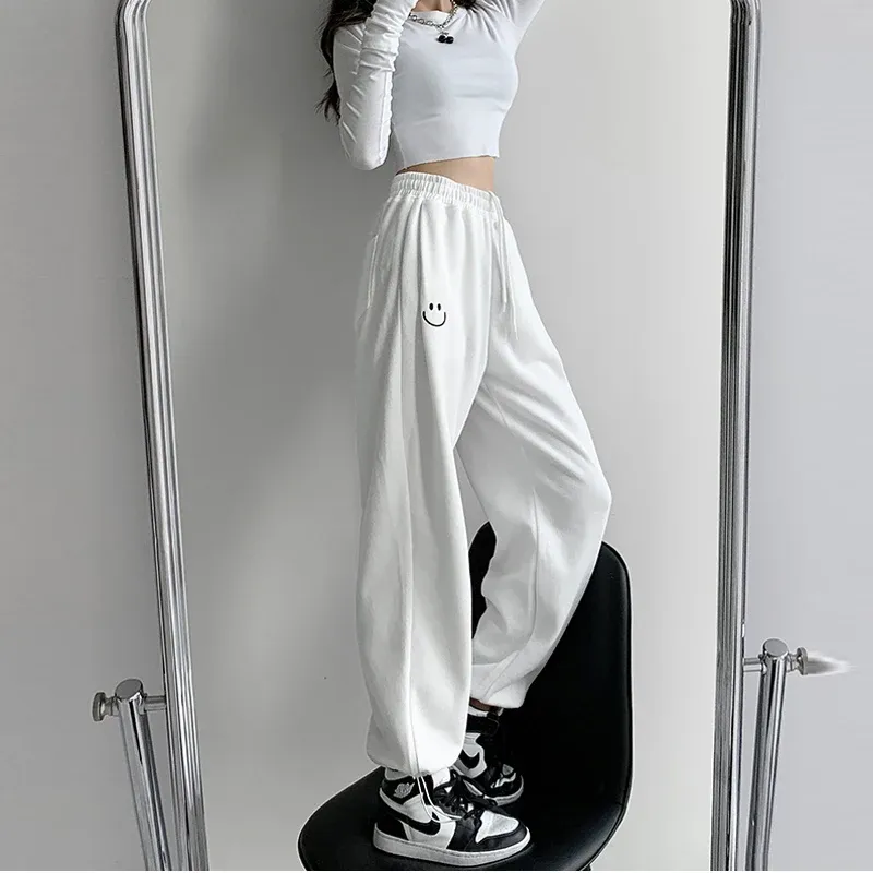 DHgate Cozy Gray Spring Autumn Sweatpants Stylish Baggy Pants for Womens Streetwear Apparel