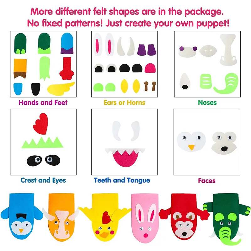 DIY Felt Hand Puppet Craft Kit Make Your Own Animal Theme Storytelling ...