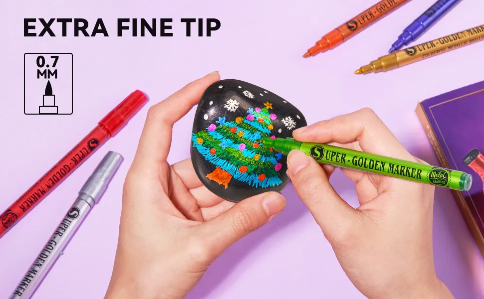 Gold Marker 12 Colors Glitter Metallic Marker Pens Set Paint Pens