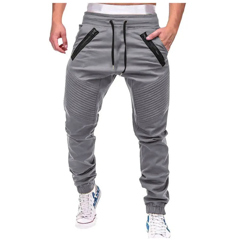 Stitch zipper embellished casual jogger pants hotsell