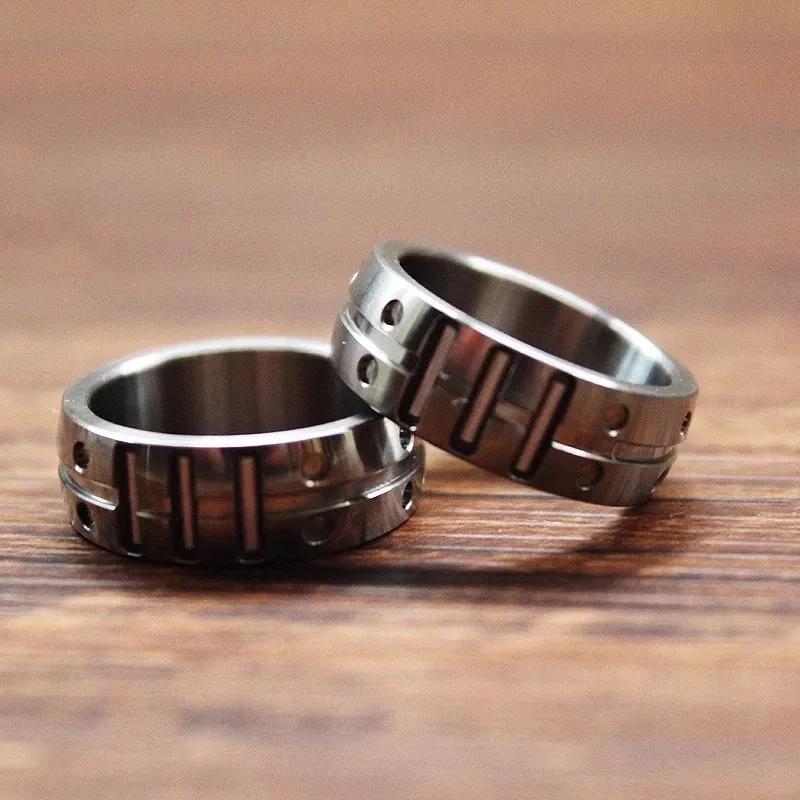 Glowing Titanium EDC Ring: Luminous Fluorescent Tube Band for Night  Visibility