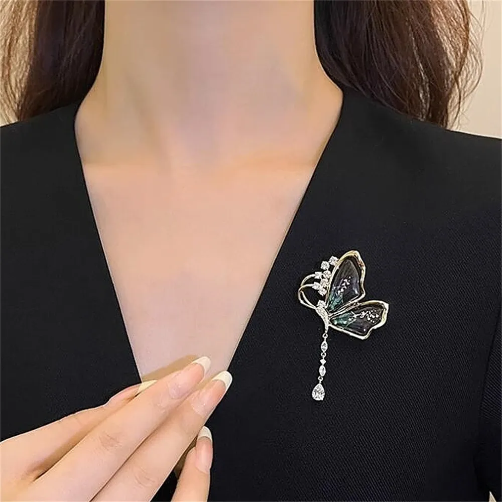 TOVIDO Crystal Butterfly Brooch With Display Case | Enamel Lapel Pin For Women | Sparkling Zircon Insect Jewelry