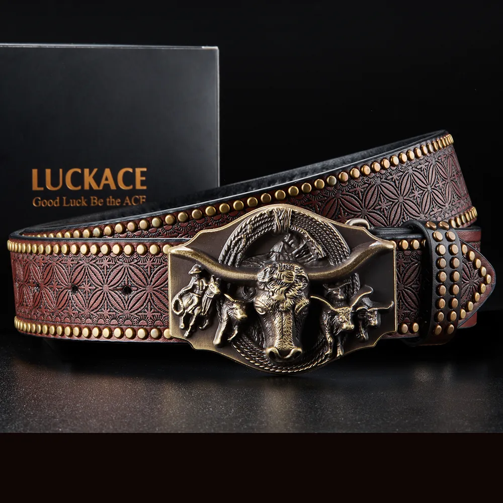 LUCKACE Vintage Lederen Cowboyriem Met Reliëf Stijlvolle Westerse Riem Voor Heren Van 41,13 € | DHgate
