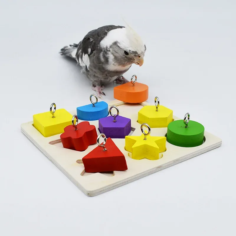 DHgate 2024 Wooden Bird Puzzle Toy for Parrots Interactive Training Block Toys for Birds Colorful Parrot Toys for Chewing Climbing and Mental Stimulation Pet Supplies