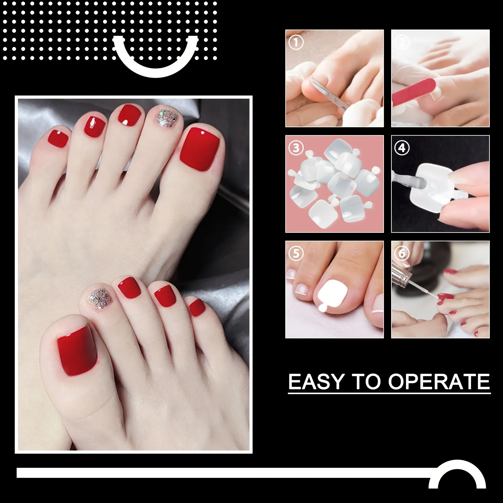 Clear Acrylic False Toenails Set, Natural Foot Nail Tips for Pedicure ...