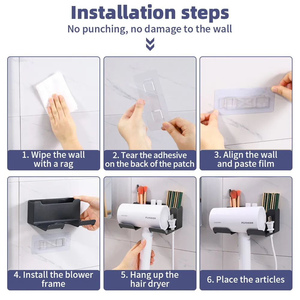Wall Mount Hair Dryer Holder Plastic Bathroom Storage Shelf Basket Rack Organizer From Ddmyapr 12.16 DHgate.Com
