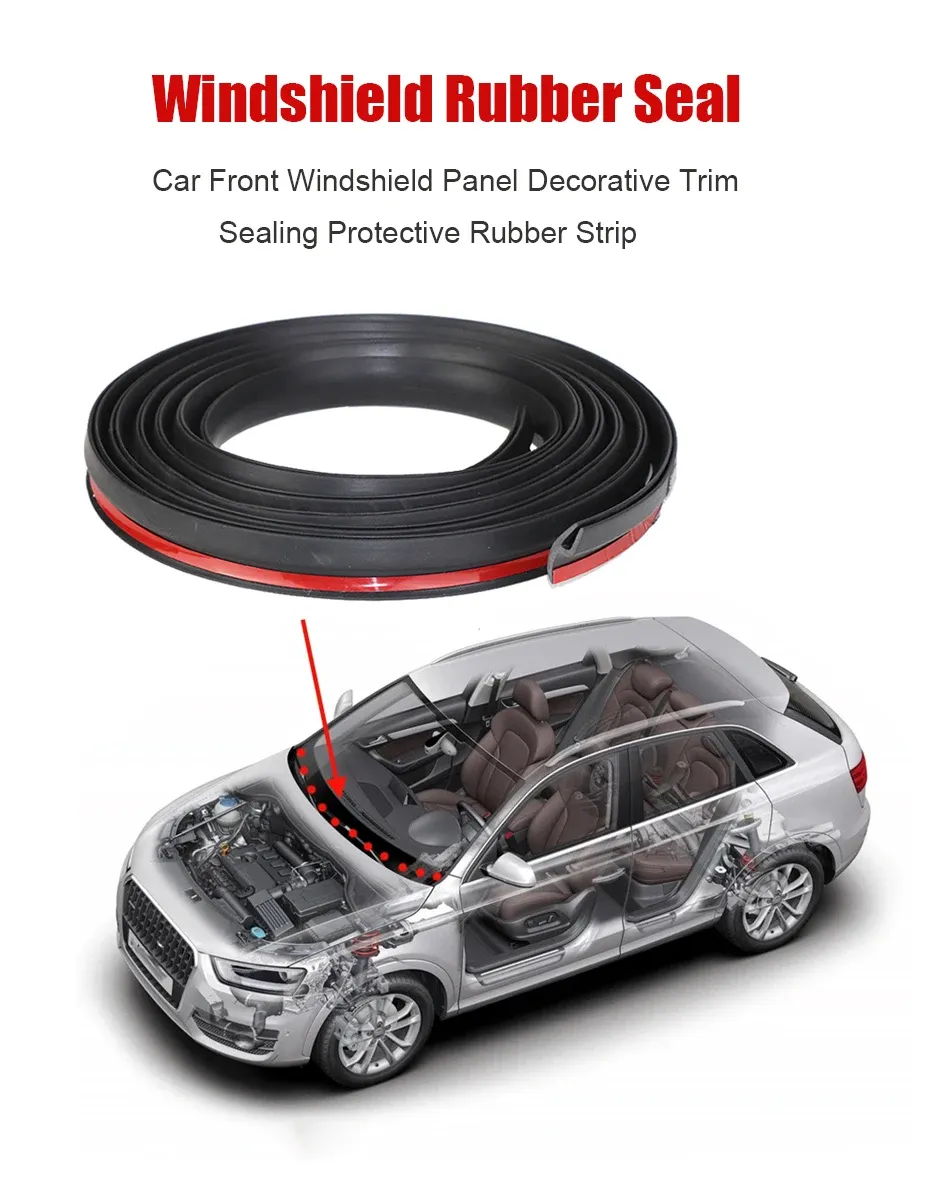Windshield Cowl Rubber Seal Strip – 1.8m Self-Adhesive Trim For Front Panel, Universal Fit