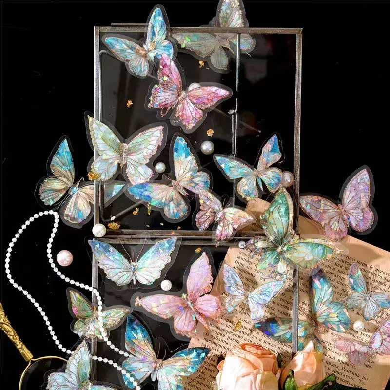 3D Holographic Butterfly PET Stickers, Iridescent Ice Crystal ...