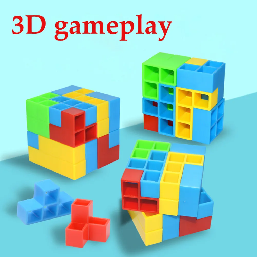 Tetra Tower – 48 Blocs Tetris – Balance Stacking – Base + Piédestal + 22 Cartes – Jeu Montessori – ABS – Dès 3 Ans